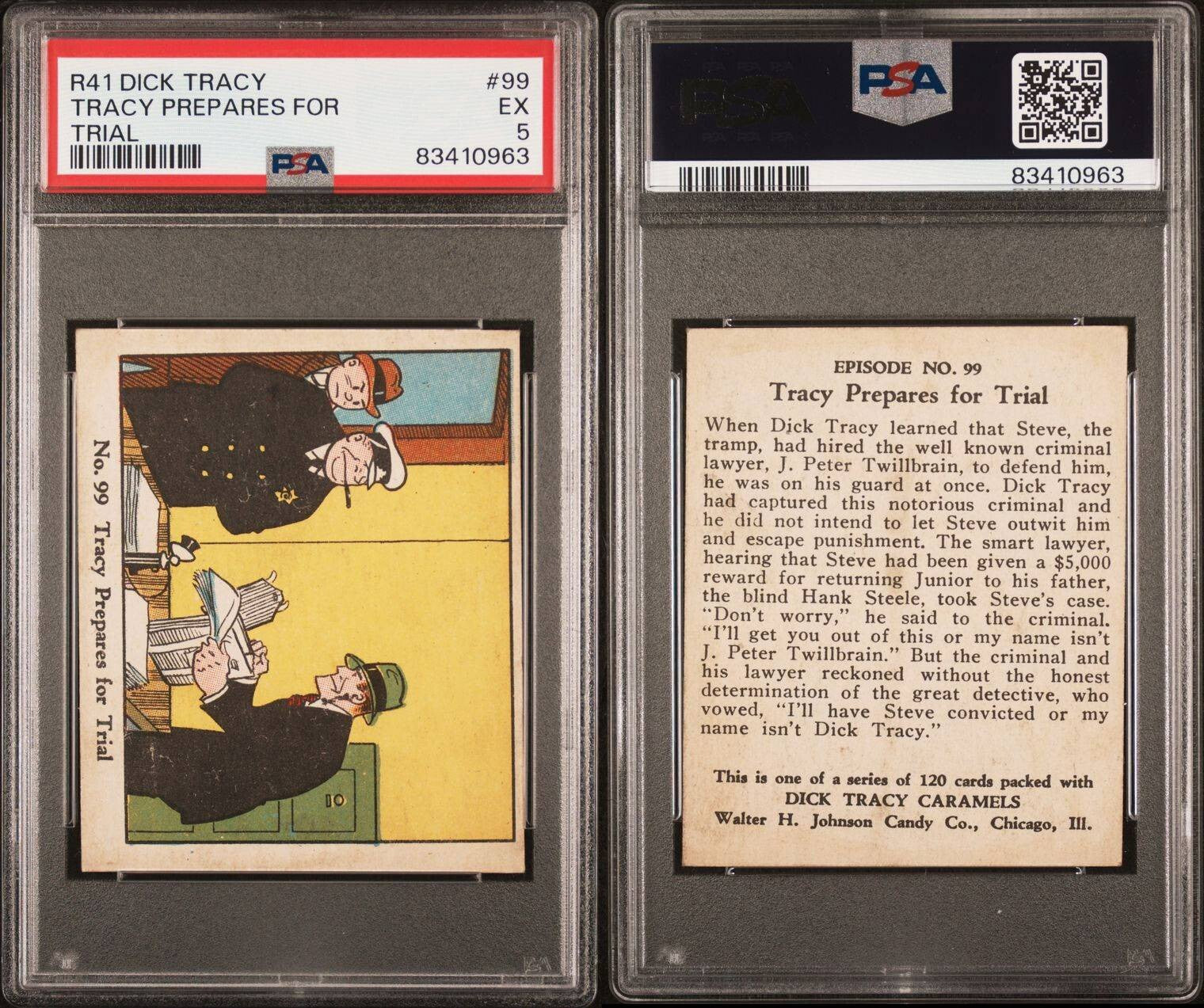 1937 Dick Tracy Caramels RARE Mid-High #99 Tracy Prepares For Trial (PSA 5 EX)2