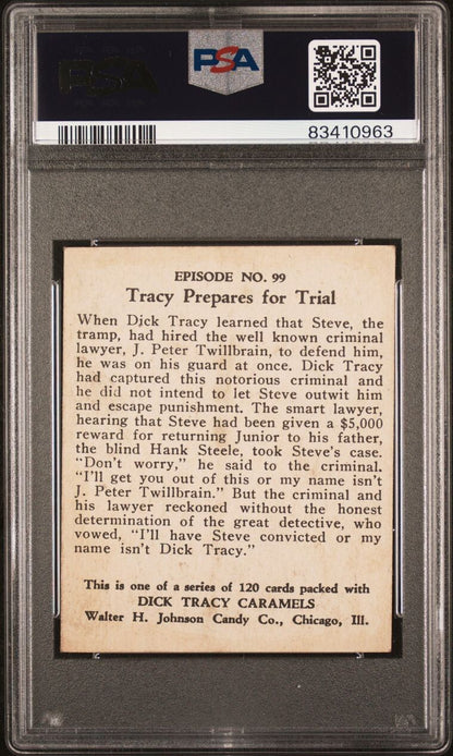1937 Dick Tracy Caramels RARE Mid-High #99 Tracy Prepares For Trial (PSA 5 EX)1