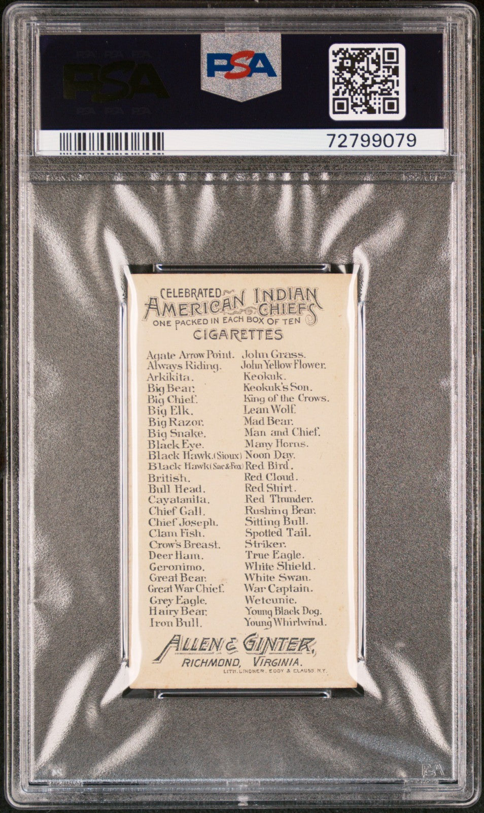 1888 N2 Allen & Ginter American Indian Chiefs (PSA 6 EX/MT) Deer Ham1