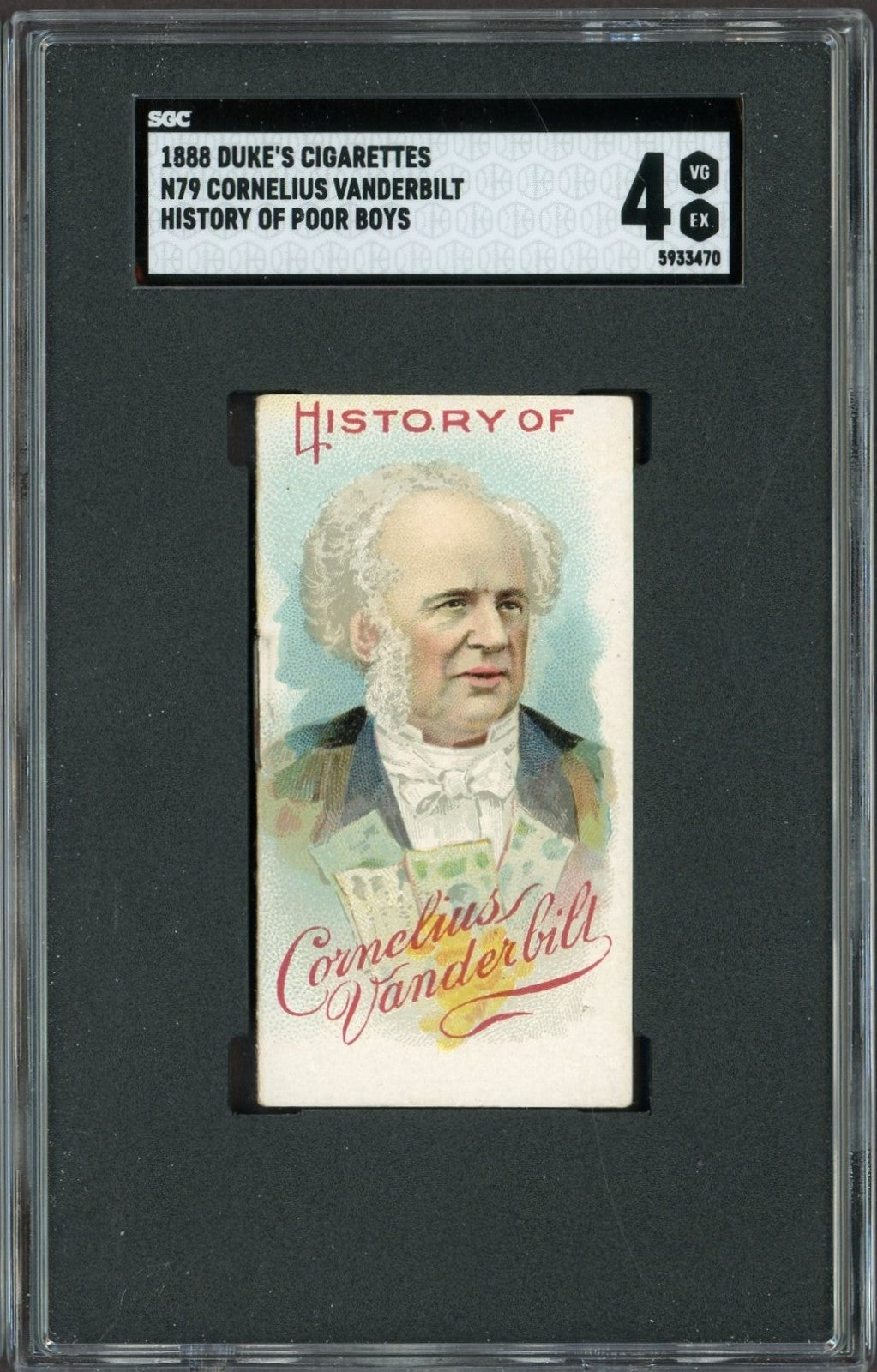 1889 N79 Duke Cigarettes HISTORY OF POOR BOYS (SGC 4 VG/EX) Cornelius Vanderbilt0
