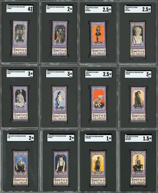 1920 F57 "Our Gang" Smith's Ice Cream Rare SGC-Graded Collection of 12 Cards0