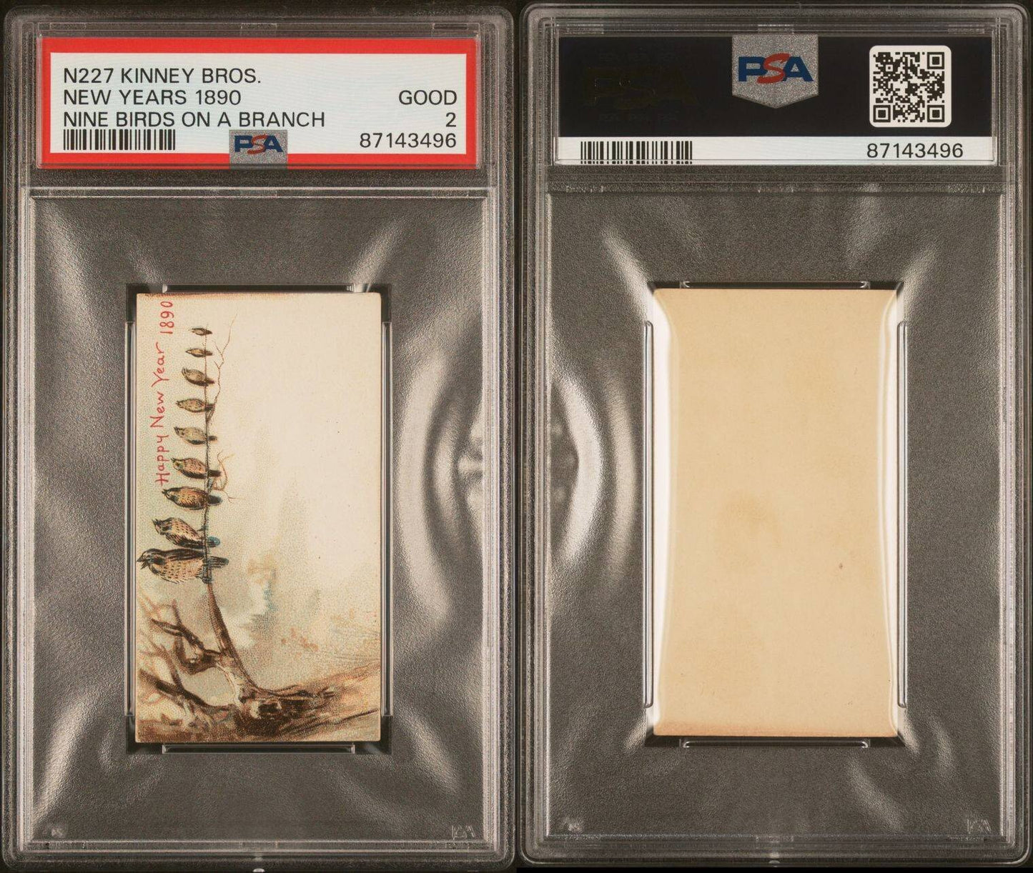 N227 Kinney "New Years 1890" Scarce Type Card: Nine Birds On A Branch (PSA 2 GD)3