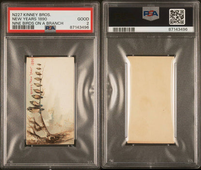 N227 Kinney "New Years 1890" Scarce Type Card: Nine Birds On A Branch (PSA 2 GD)3