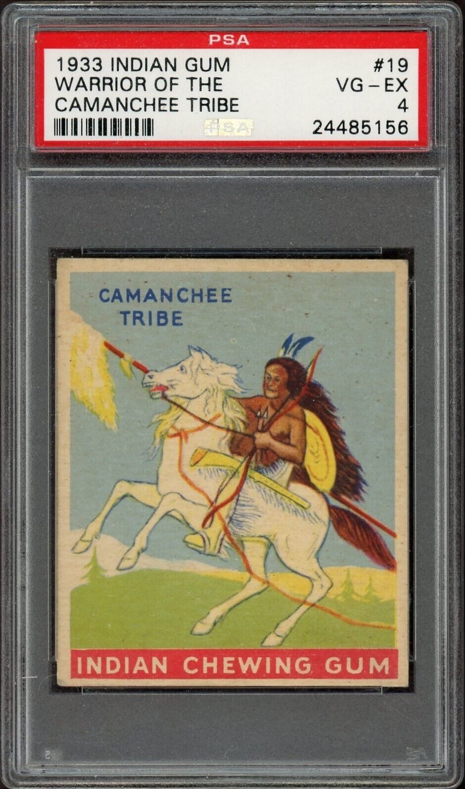 1933 Goudey INDIAN GUM (Series of 96) #19 Camanchee Tribe (PSA 4 VG/EX)