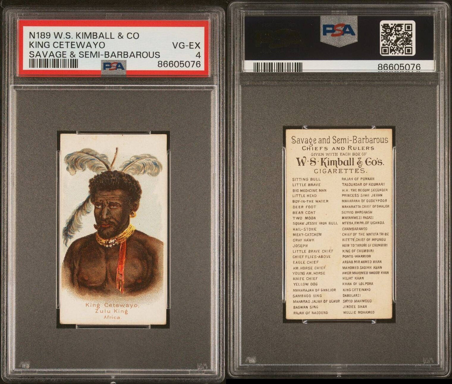 1889 N189 Kimball Savage & Chiefs Rulers (PSA 4 VGEX) King Cetewayo