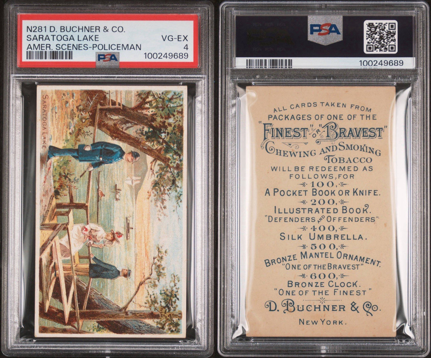 1888 N281 Buchner Scenes w/ Policeman St. (PSA 4 VG/EX) Saratoga Lake New York3