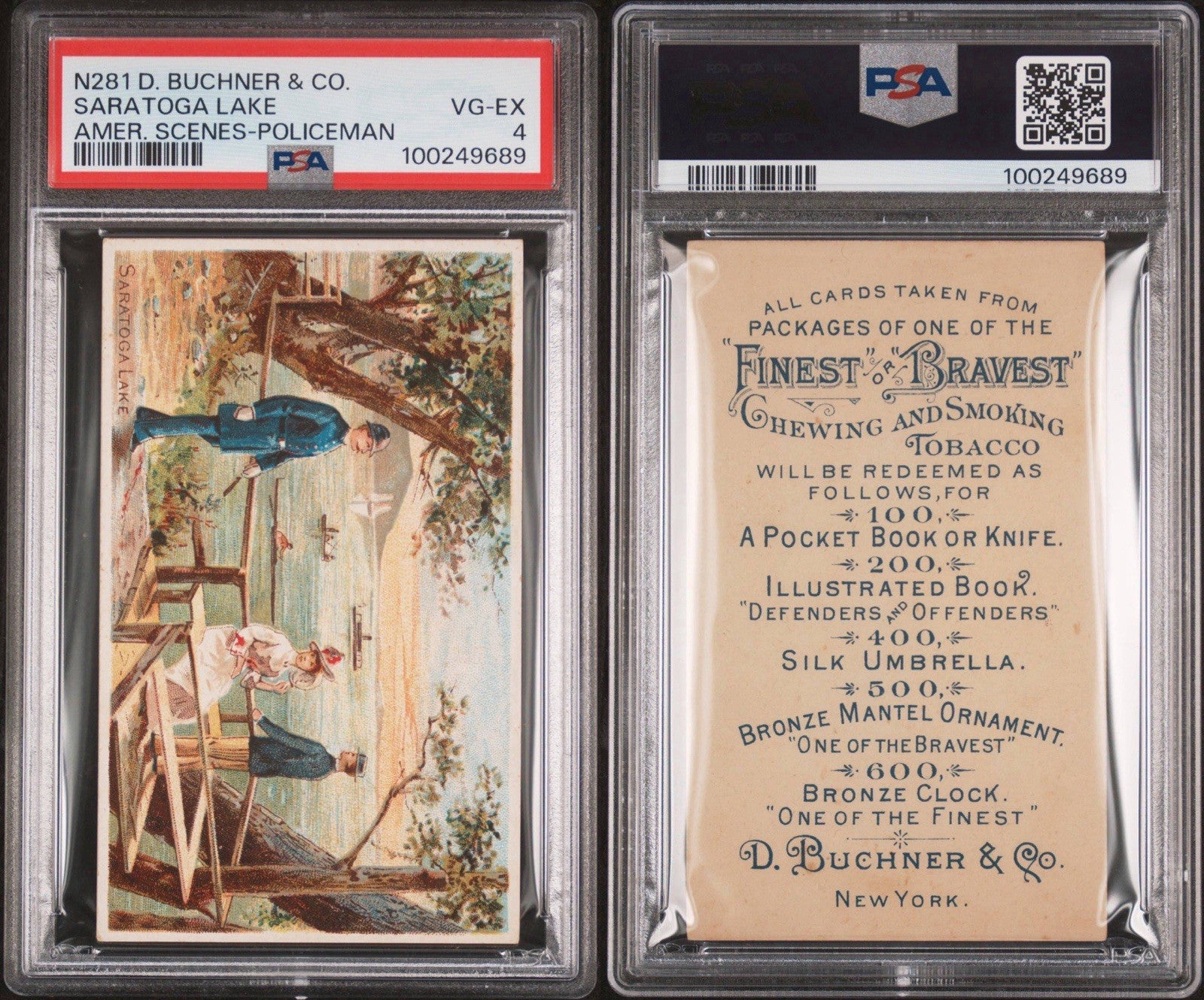 1888 N281 Buchner Scenes w/ Policeman St. (PSA 4 VG/EX) Saratoga Lake New York3