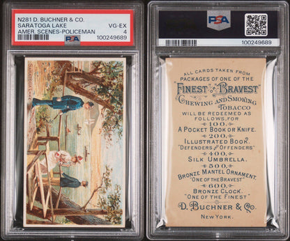 1888 N281 Buchner Scenes w/ Policeman St. (PSA 4 VG/EX) Saratoga Lake New York3