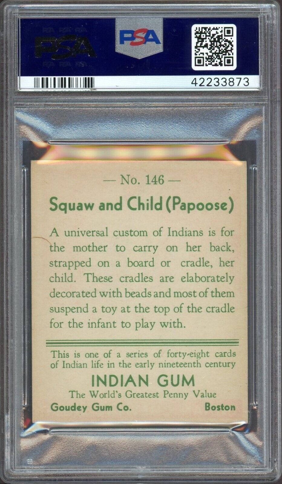 1933 Goudey Indian Gum (Series of 48) #146 Squaw And Child (PSA 4 VG/EX)