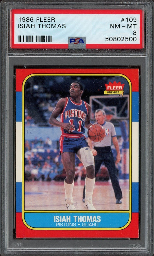 ISIAH THOMAS 1986 Fleer Premier 109 RC Rookie HOF (PSA 8 NM/MT)0