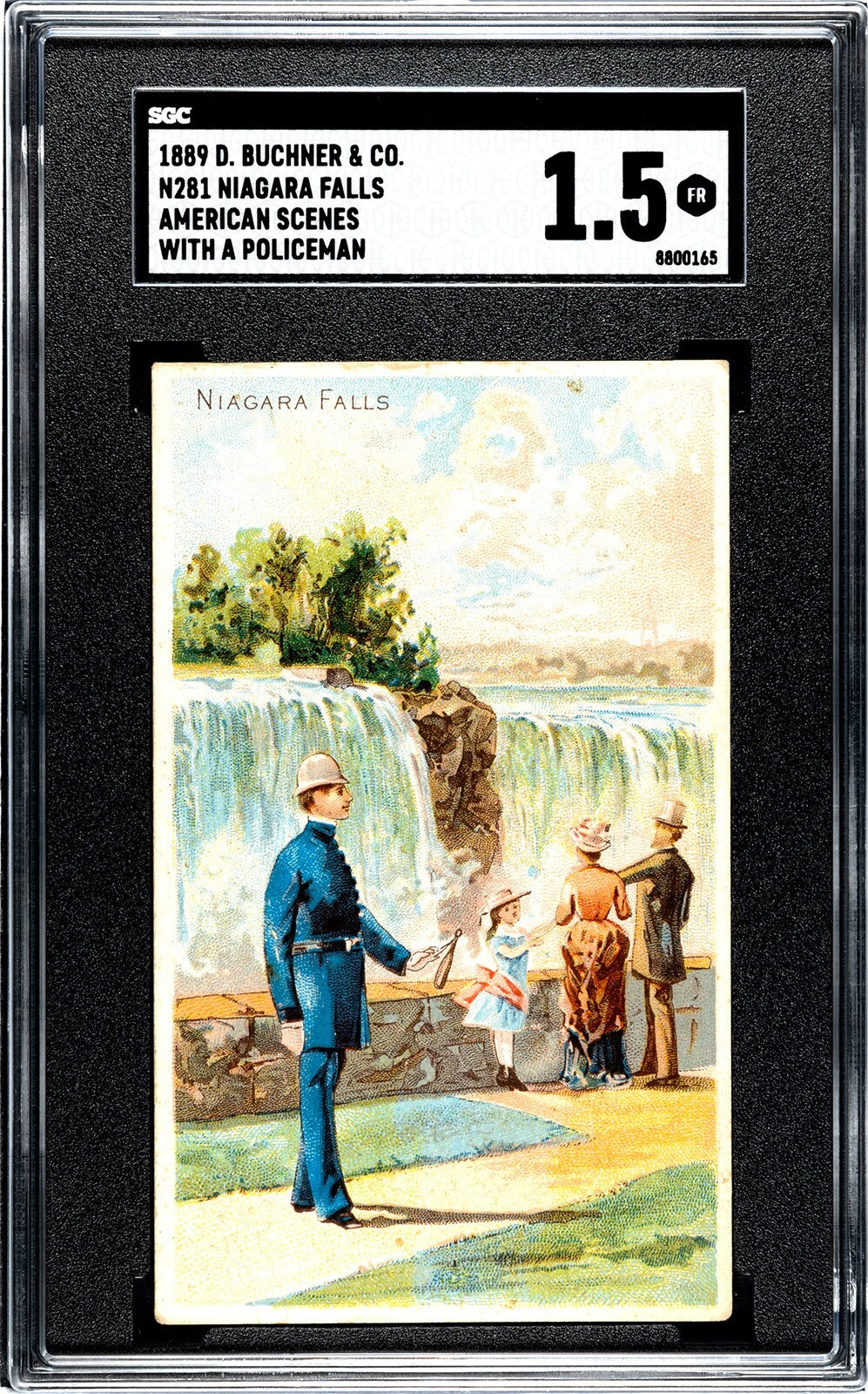 1888 N281 Buchner Scenes w/ Policeman (SGC 1.5 FR) Niagara Falls0