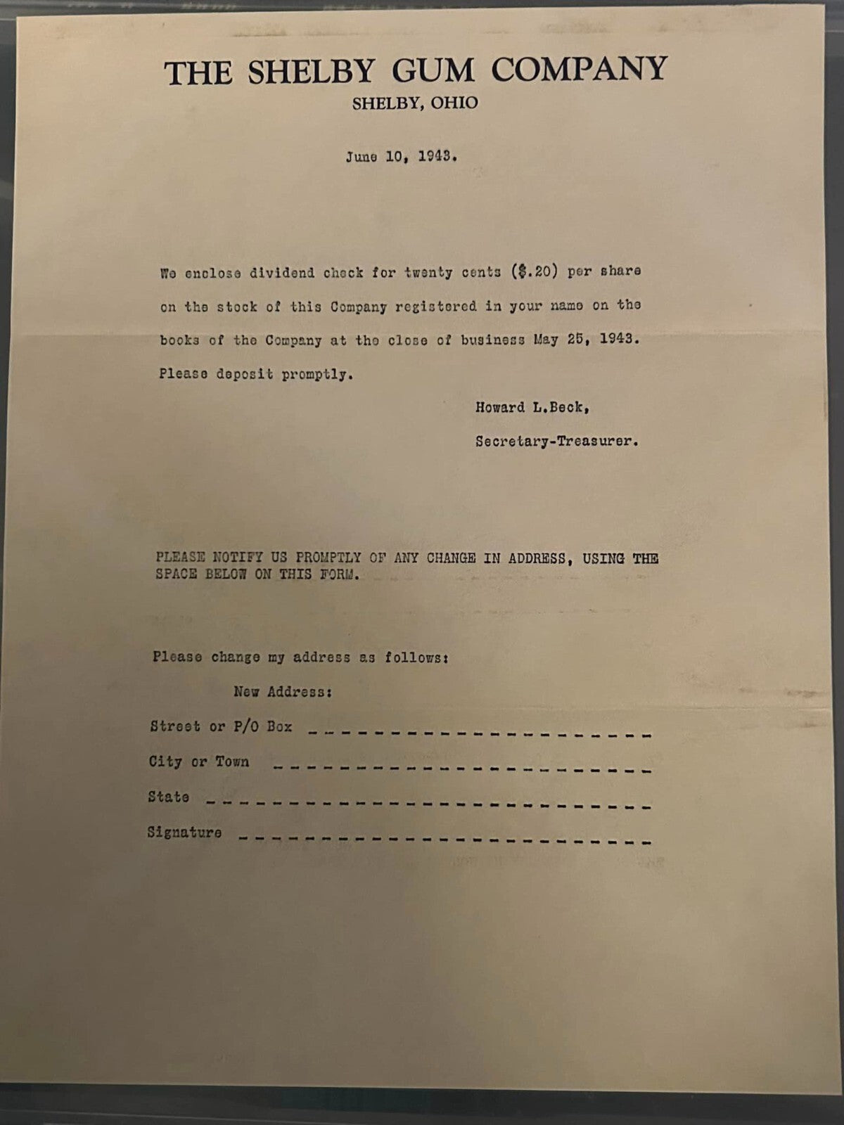 Shelby Gum Company 1924 Stock Certificate, Letterhead, Checks1