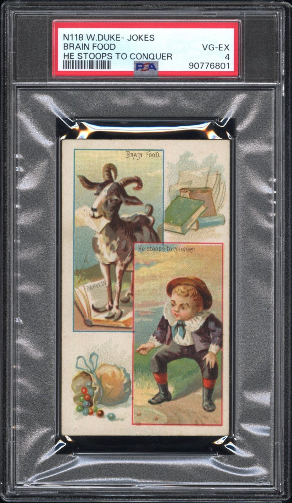 1891 N118 W Duke Sons & Co. Jokes (PSA 4 VG/EX) Brain Food/He Stoops to Conquer0