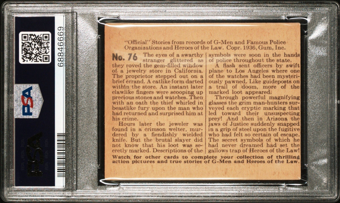 1936 G Men & Heroes of the Law #76 Trail Secret Symbols (PSA 4 VGEX) Rare Number1