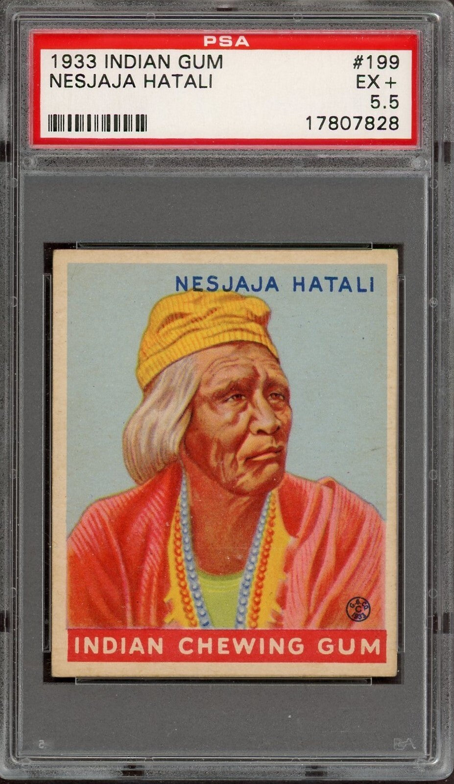 1933 Goudey INDIAN GUM (Series of 48) #199 Nesjaja Hatali (PSA 5.5 EX+)0