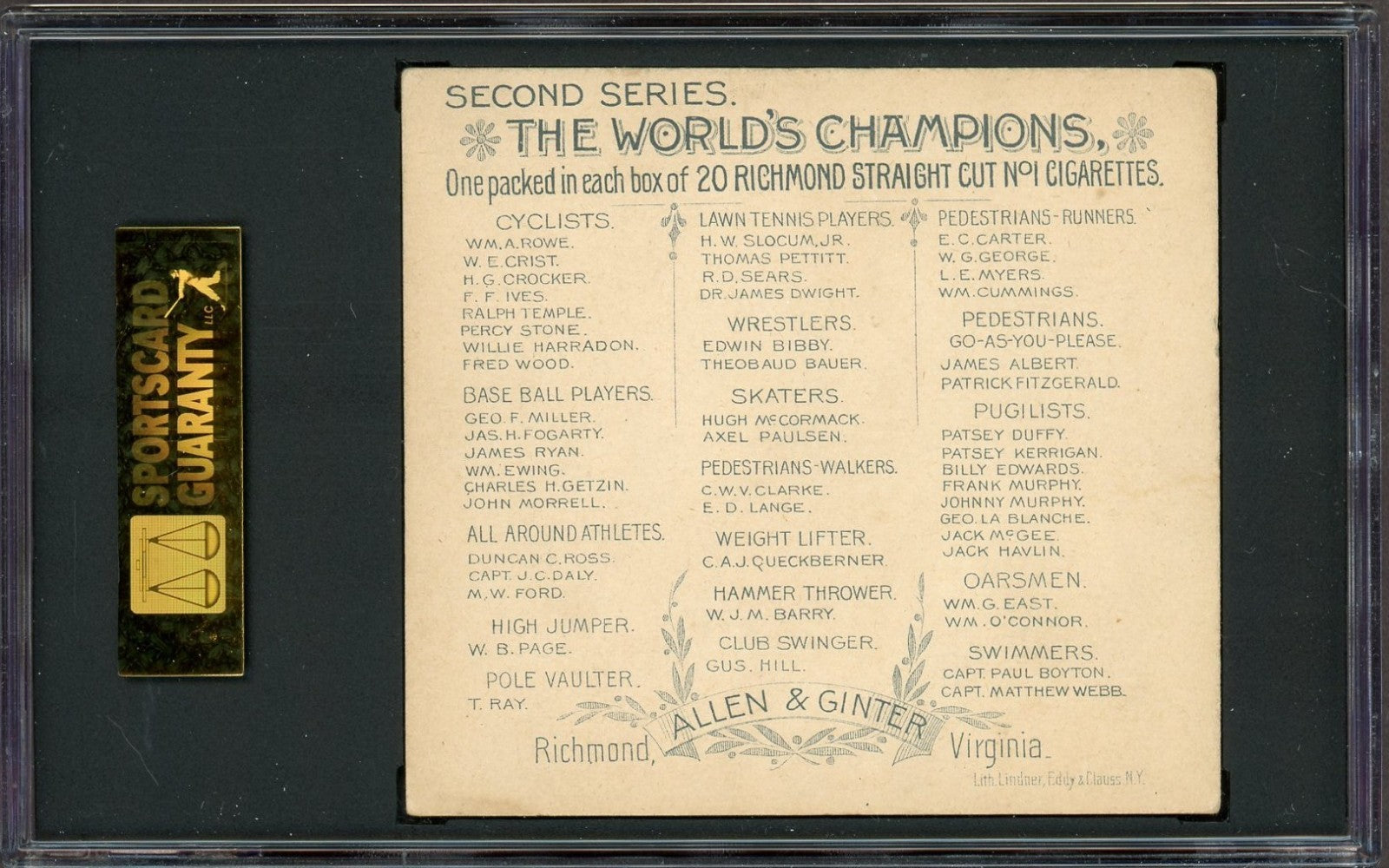 1889 N43 Allen & Ginter World Champions (SCG 4 VG/EX) All Around Athlete D. Ross1