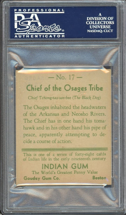 1933 Goudey INDIAN GUM (Series of 48) #17 Chief of the Osages Tribe (PSA 5 EX)1