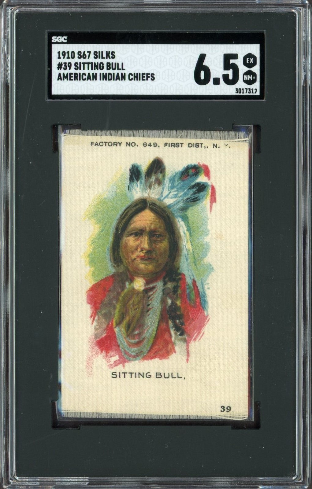 1910 S67 SILKS #39 American Indian Chiefs HIGHEST GRADE (SGC 6.5) Sitting Bull0