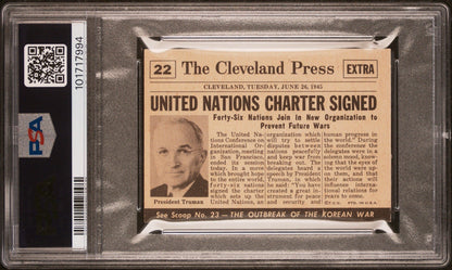 1954 Topps Scoop #22 United Nations Born (PSA 6 EX/MT) w/ Coating Intact1