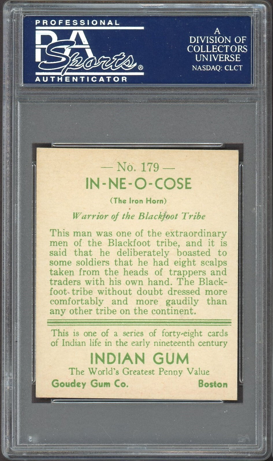 1933 Goudey Indian Gum (Series of 48) #179 IN NE O COSE (PSA 6 EX/MT)1