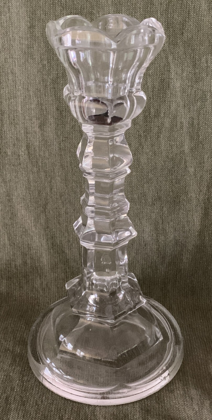 1860 Antique BAKEWELL PEARS Pittsburgh THISTLE Pattern FLINT GLASS Candlestick0