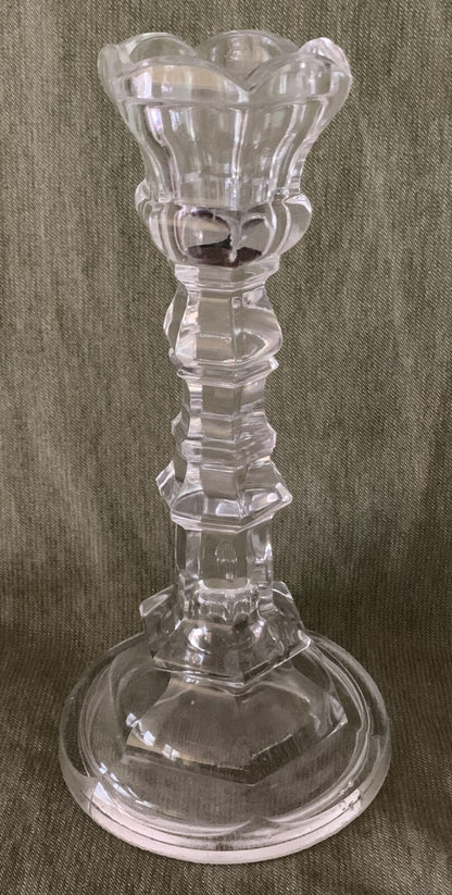 1860 Antique BAKEWELL PEARS Pittsburgh THISTLE Pattern FLINT GLASS Candlestick0