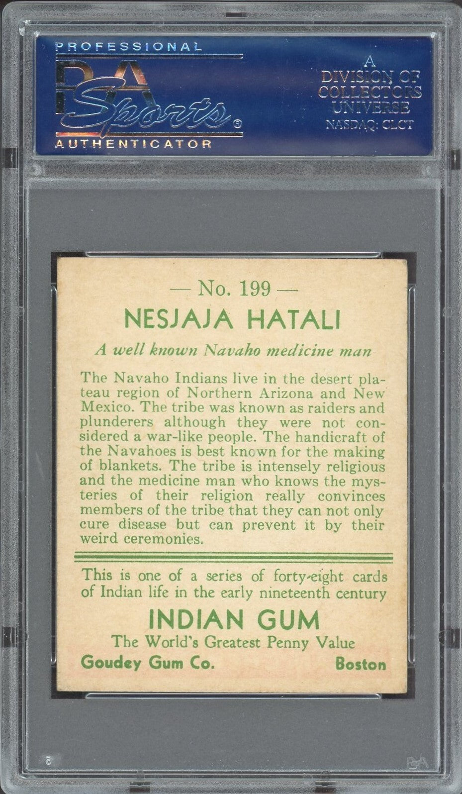 1933 Goudey INDIAN GUM (Series of 48) #199 Nesjaja Hatali (PSA 5.5 EX+)1