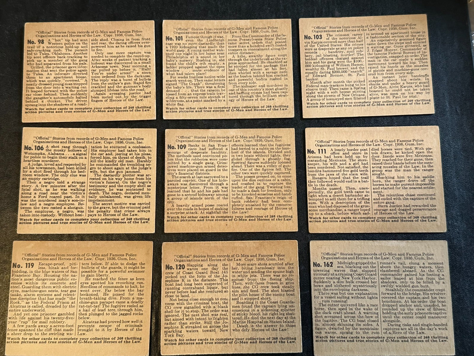 1936 G-Men & Heroes of the Law (LOT OF 18) Clean Cards3