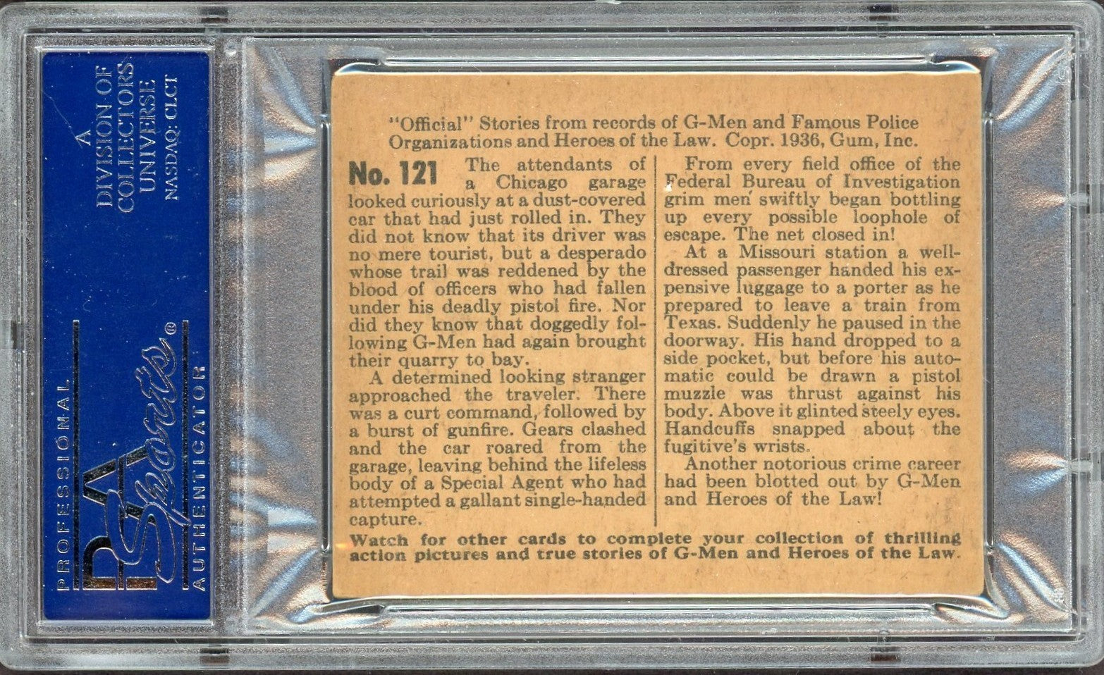 1936 G Men & Heroes of the Law #121 Blot Out Crime Career (PSA 4 VG/EX) Rare1