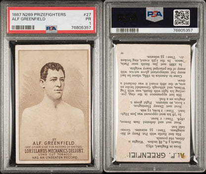 1887 Lorillards N269 Mechanics Delight Boxing Alf Greenfield (PSA 1 PR) 0 Higher2