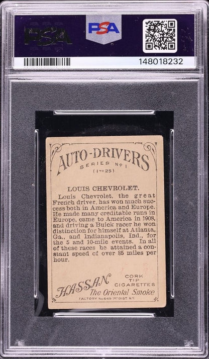 1911 Hassan American Tobacco T36 Auto Drivers RARE LOUIS CHEVROLET! (PSA 3 VG)1