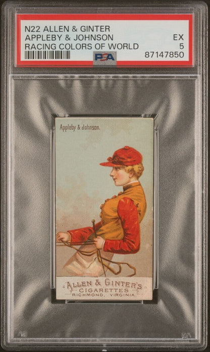 1888 N22 Allen & Ginter Racing Colors (PSA 5 EX) Appleby & Johnson