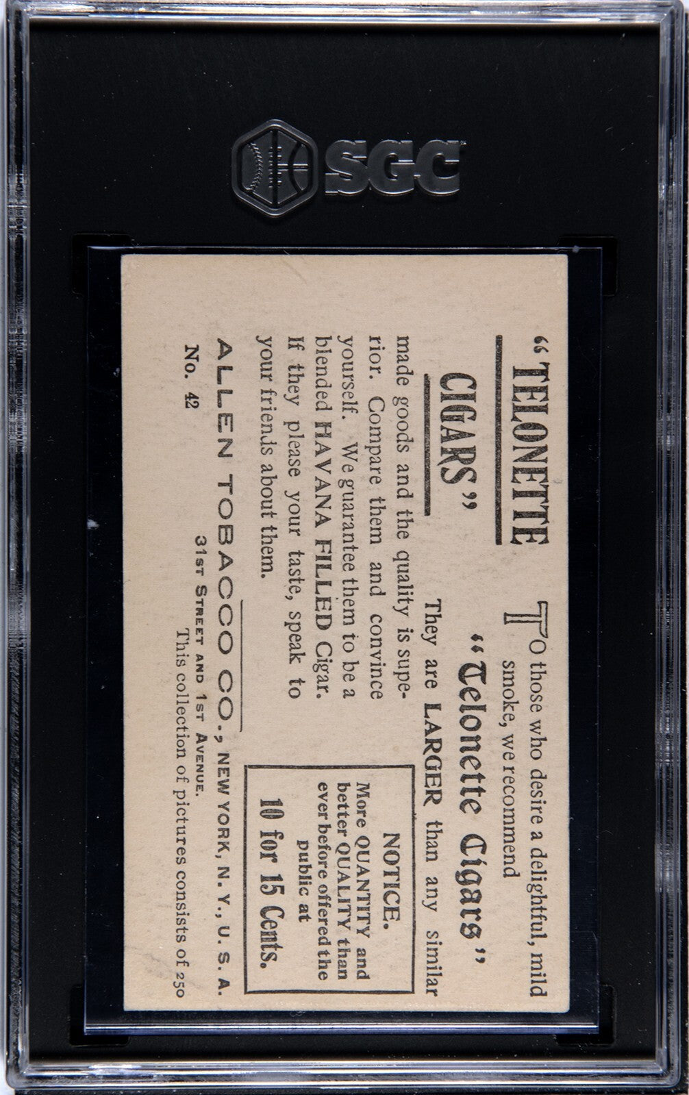 1903 T116 Allen Tobacco Co. Telonette Cigars #42 Native American Archer SGC 5 EX1