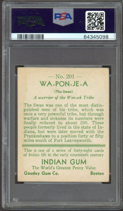 1933 Goudey Indian Gum (Series of 48) #201 Wa-Pon-Je-A (PSA 4 VG/EX)