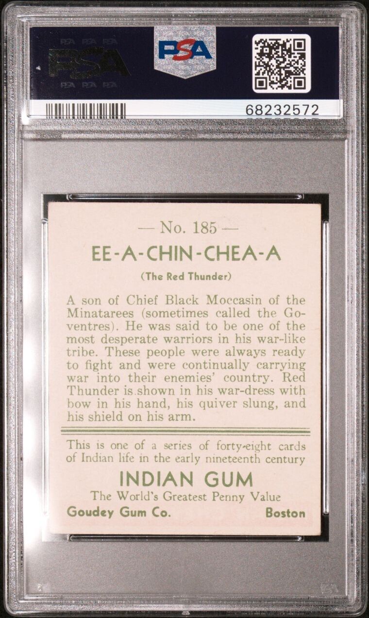 1933 Goudey INDIAN GUM (Series of 48) #185 Ee-A-Chin-Chea-A (PSA 5 EX)