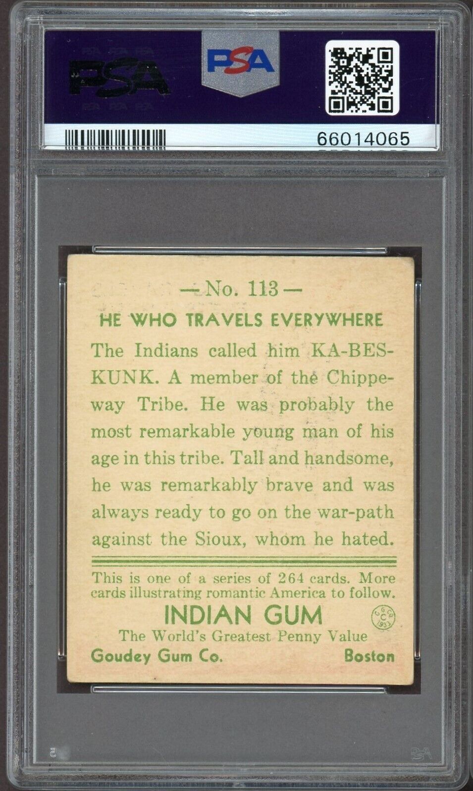 1933 Goudey Indian Gum Series of 264 #113 He Who Travels Everywhere PSA 4 VG/EX