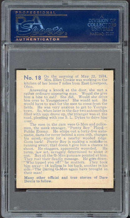 1933 R39 N. Chicle Dare Devils #18 The End of "PRETTY BOY" FLOYD (PSA 6 EX/MT)