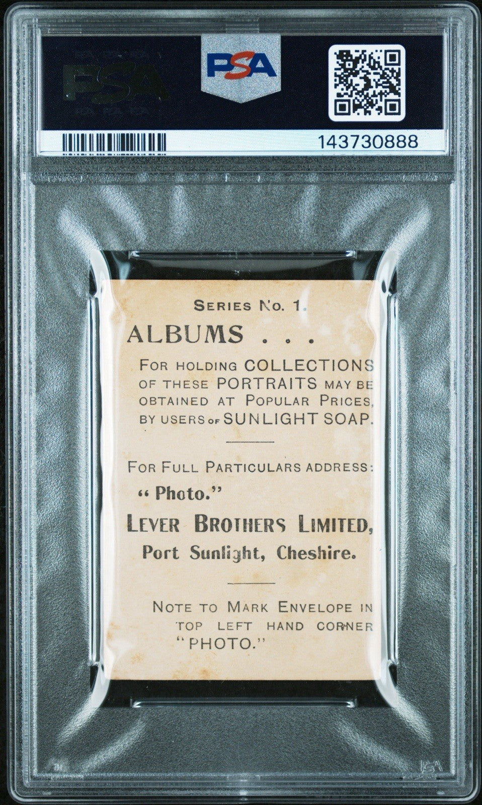 1900 Lever Bros. Celebrities Portraits (PSA 2 GD) Thomas Edison1