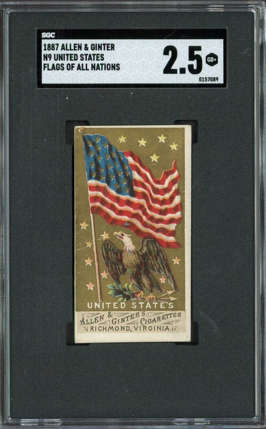 1887 N9 Allen & Ginter Flags Of All Nations UNITED STATES (SGC 2.5 GD)