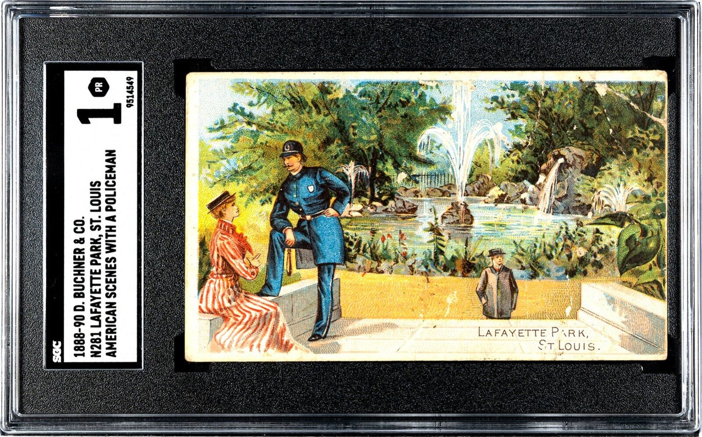 1888 N281 Buchner Scenes w/ Policeman Lafayette Park, St. Louis (SGC 1 PR)