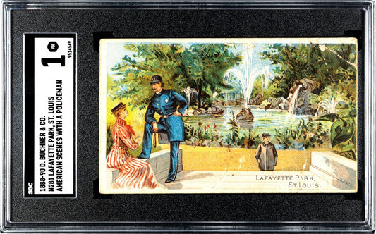 1888 N281 Buchner Scenes w/ Policeman Lafayette Park, St. Louis (SGC 1 PR)