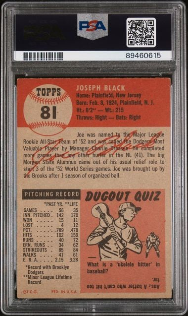 1953 Topps Joe Black #81 (PSA 4 VG/EX) Brooklyn Dodgers1