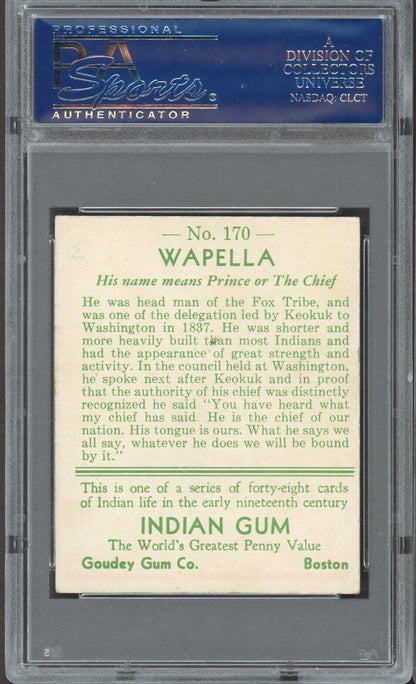 1933 Goudey Indian Gum (Series of 48) #170 Wapella (PSA 6.5 EX/MT+) Sharp!
