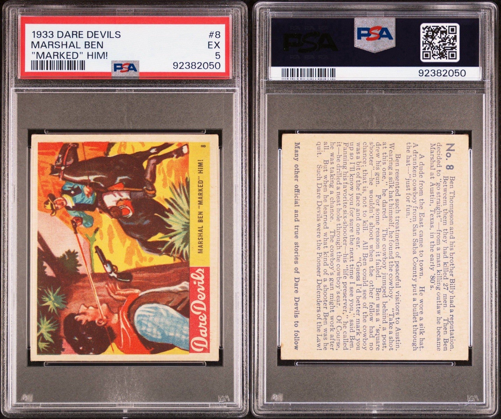 1933 N. Chicle DARE DEVILS #8 Marshall Ben "Marked" Him! (PSA 5 EX)2