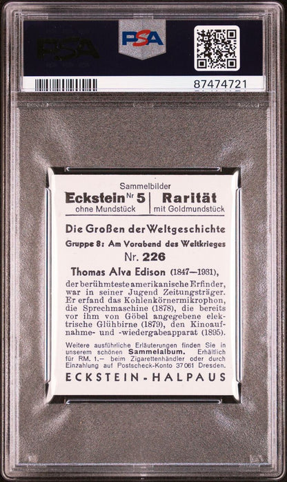 1934 Eckstein Halpaus #226 Thomas Alva Edison (PSA 6 EX/MT) Inventor1