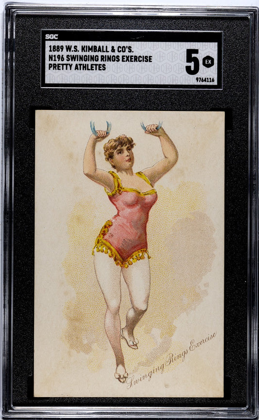 1889 N196 W.S. Kimball Pretty Athletes (SGC 5 EX) Swinging Rings Exercise0