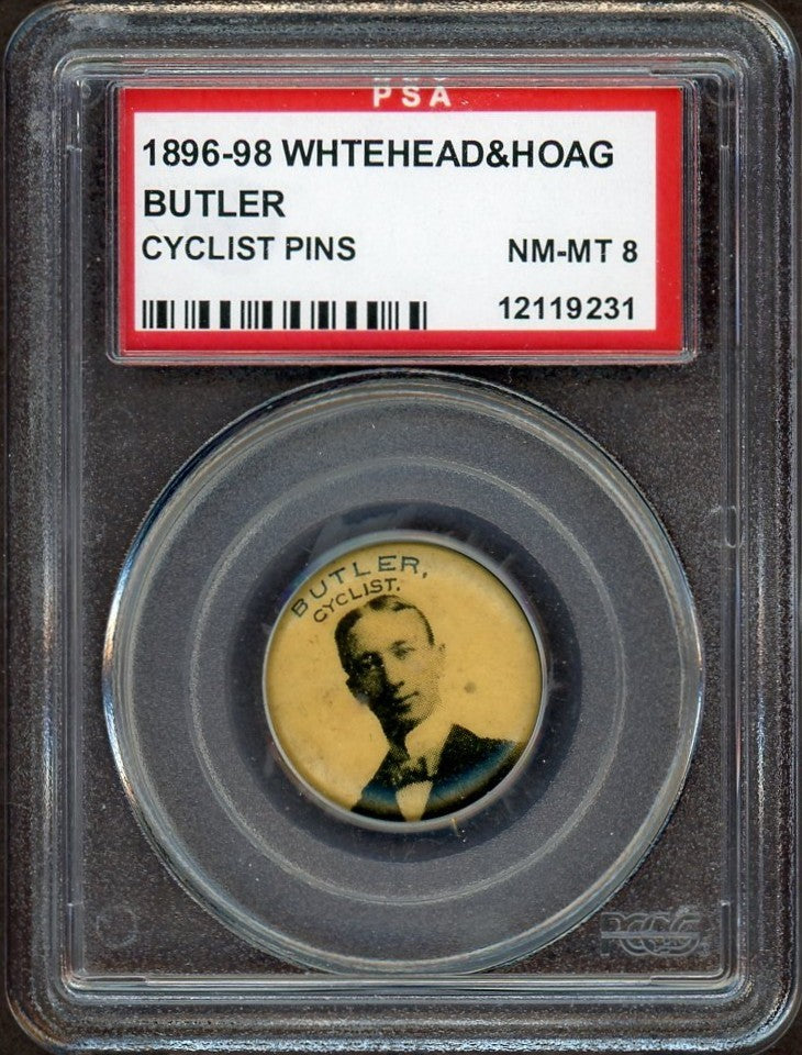 1896 Whitehead & Hoag CYCLIST PINS Nat Butler (PSA 8 NM/MT)0