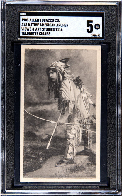1903 T116 Allen Tobacco Co. Telonette Cigars #42 Native American Archer SGC 5 EX0