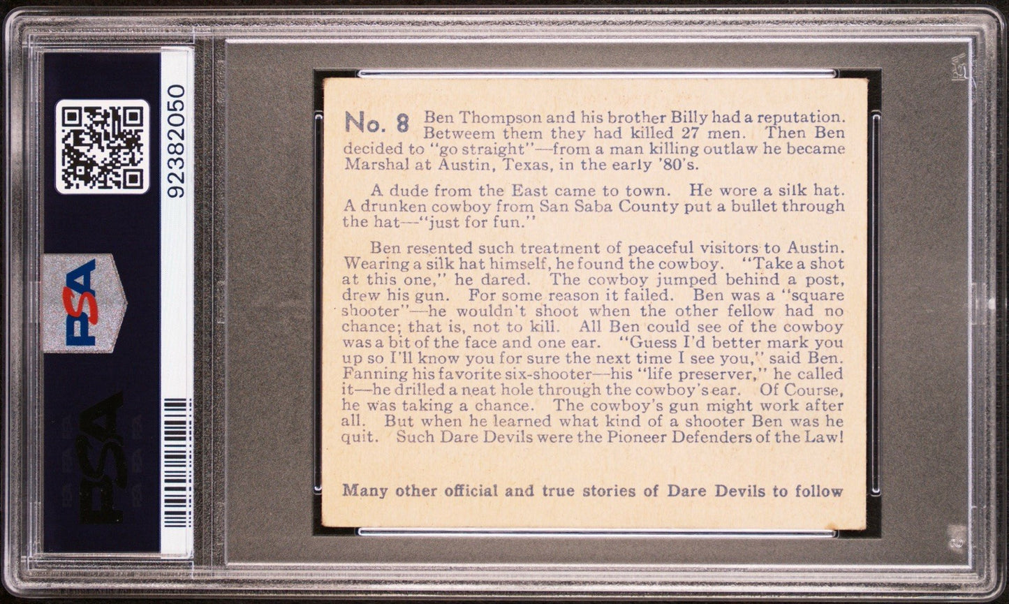 1933 N. Chicle DARE DEVILS #8 Marshall Ben "Marked" Him! (PSA 5 EX)1