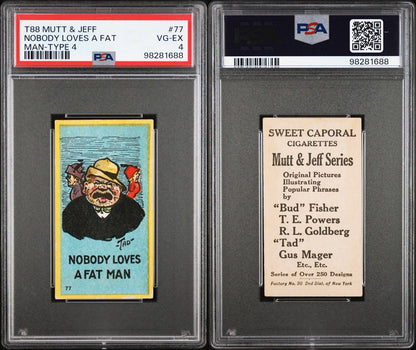 1906 T88 Sweet Caporal Mutt & Jeff Type 4 #77 Nobody Loves A Fat Man PSA 4 VGEX2
